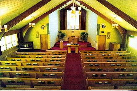 Top view of Bethany Church pews and alter